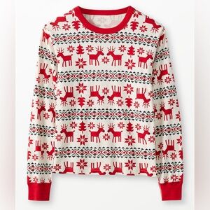 Hanna Andersson Adult Holiday Dear Deer Long John Pajama Top, XL